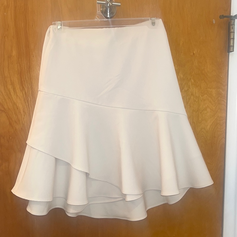 Express High Waisted Asymmetrical Cream Mini Skirt